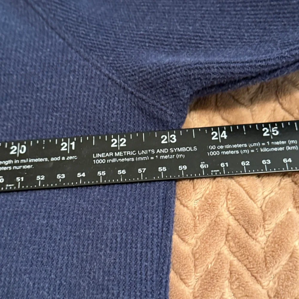 Banana Republic Mens Navy Blue Waffle Knit Raglan Crewneck Sweatshirt Large L